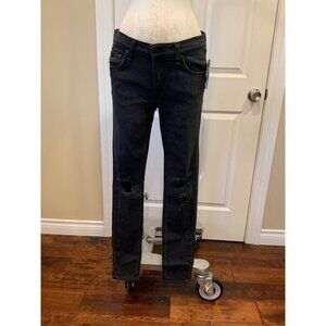Rag & Bone Black Medium Wash Distressed “Skinny” Jeans, Size 28